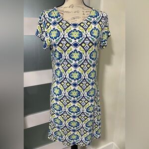 🧑‍🎄👗 Hatley White Blue Nellie Positano Sheath Dress Knee-Length EUC
